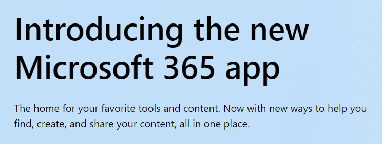 Predstavljanje nove Microsoft365 aplikacije